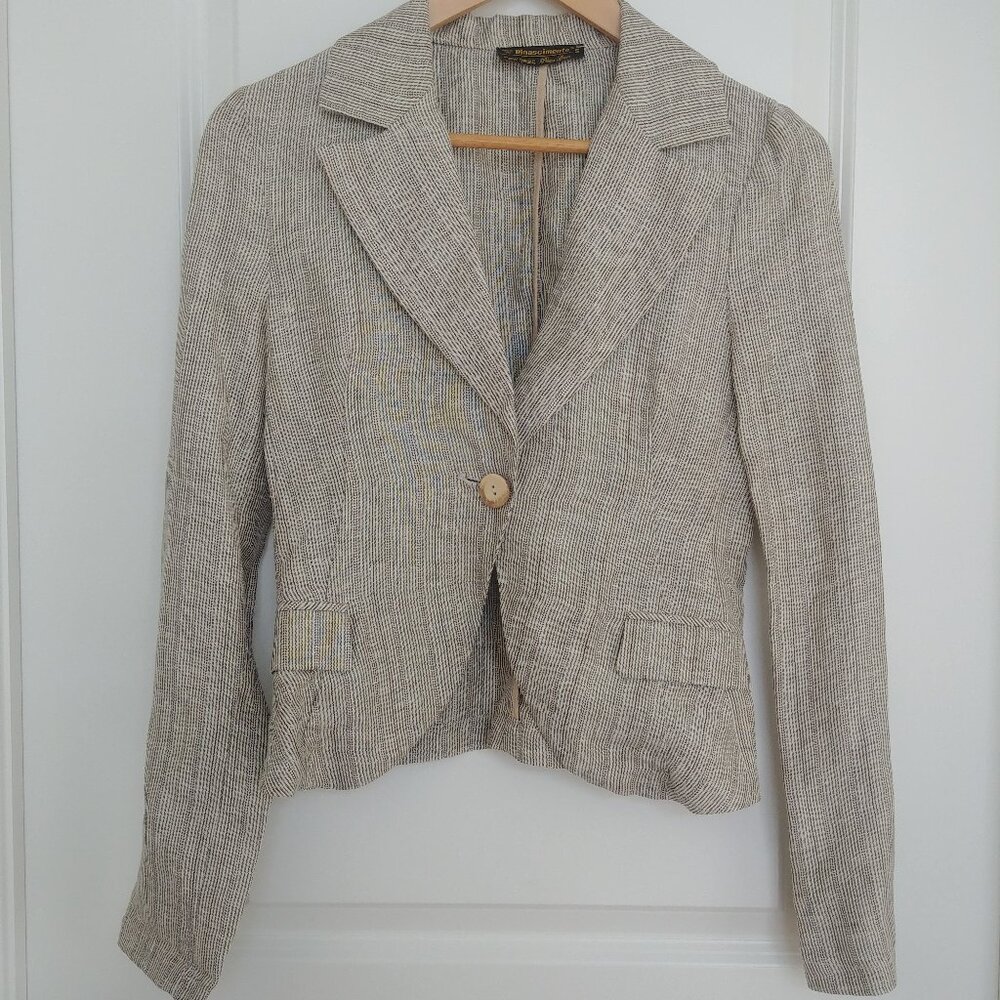 Vintage Rinascimento Italy Linen Cotton Striped Blazer Jacket Small